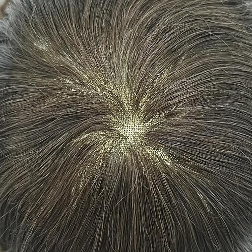 Miniatura 5 de Pieza de cabello humano tipo tupé para hombre, suave encaje suizo para hombres, unidades de repuesto invisibles de poliuretano de aspecto natural