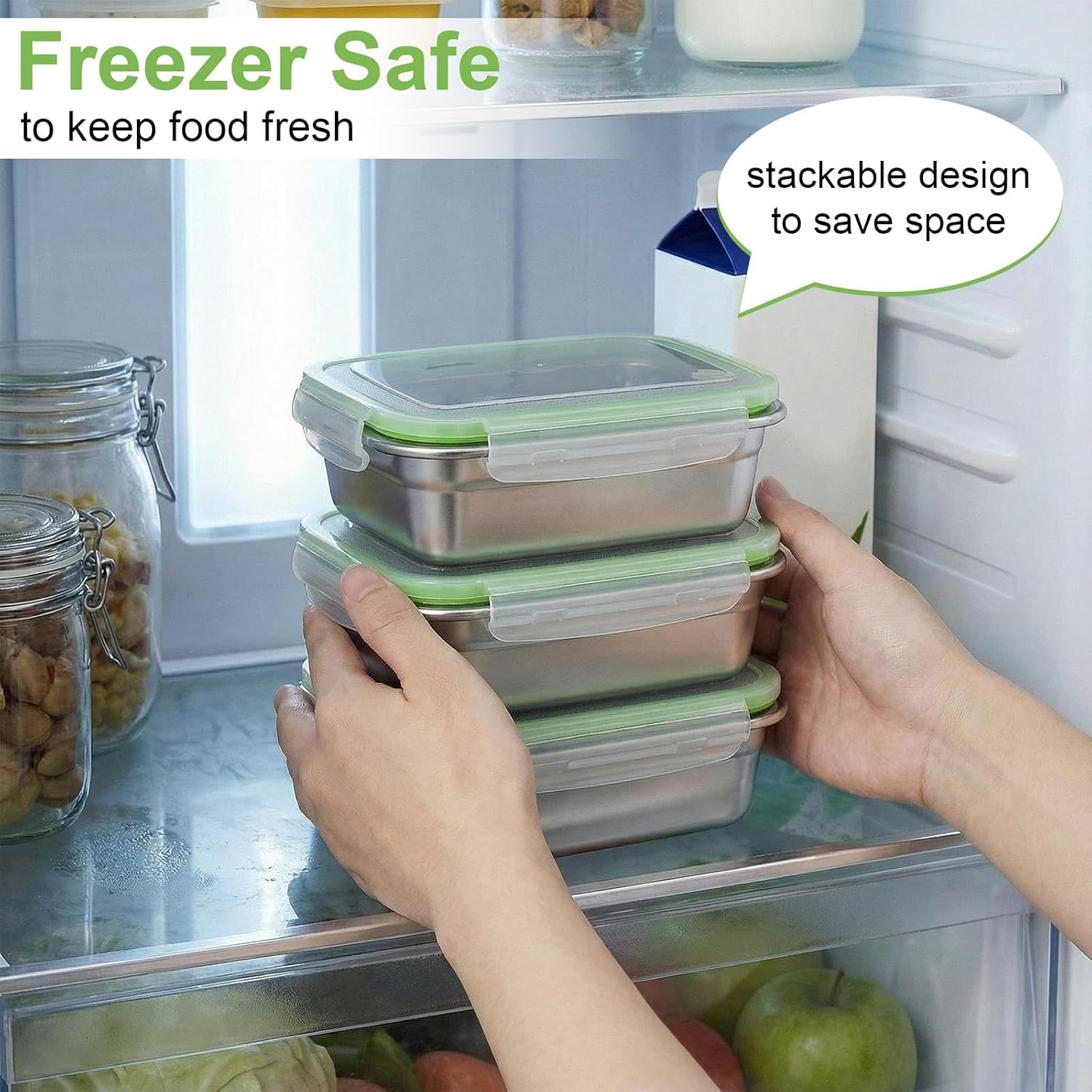 12 Pcs 304 Stainless Steel Food Storage Containers with Airtight Lids Metal Meal Prep Containers Bento Lunch Boxes, Freezer and Dishwasher Safe Keep Food Fresh for Kitchen, Picnic, Camping - Image 6