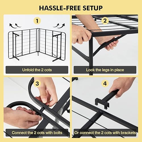Vista 5 de BestComfort Base de cama de plataforma Queen o King, base de colchón plegable 2 en 1 con espacio libre de 14 pulgadas desde el suelo, montaje sin