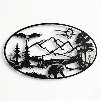 DEKADRON Mountain Metal Wall Art, Metal Forest Wall Decor, Home Decoration, 29.53"17.72"