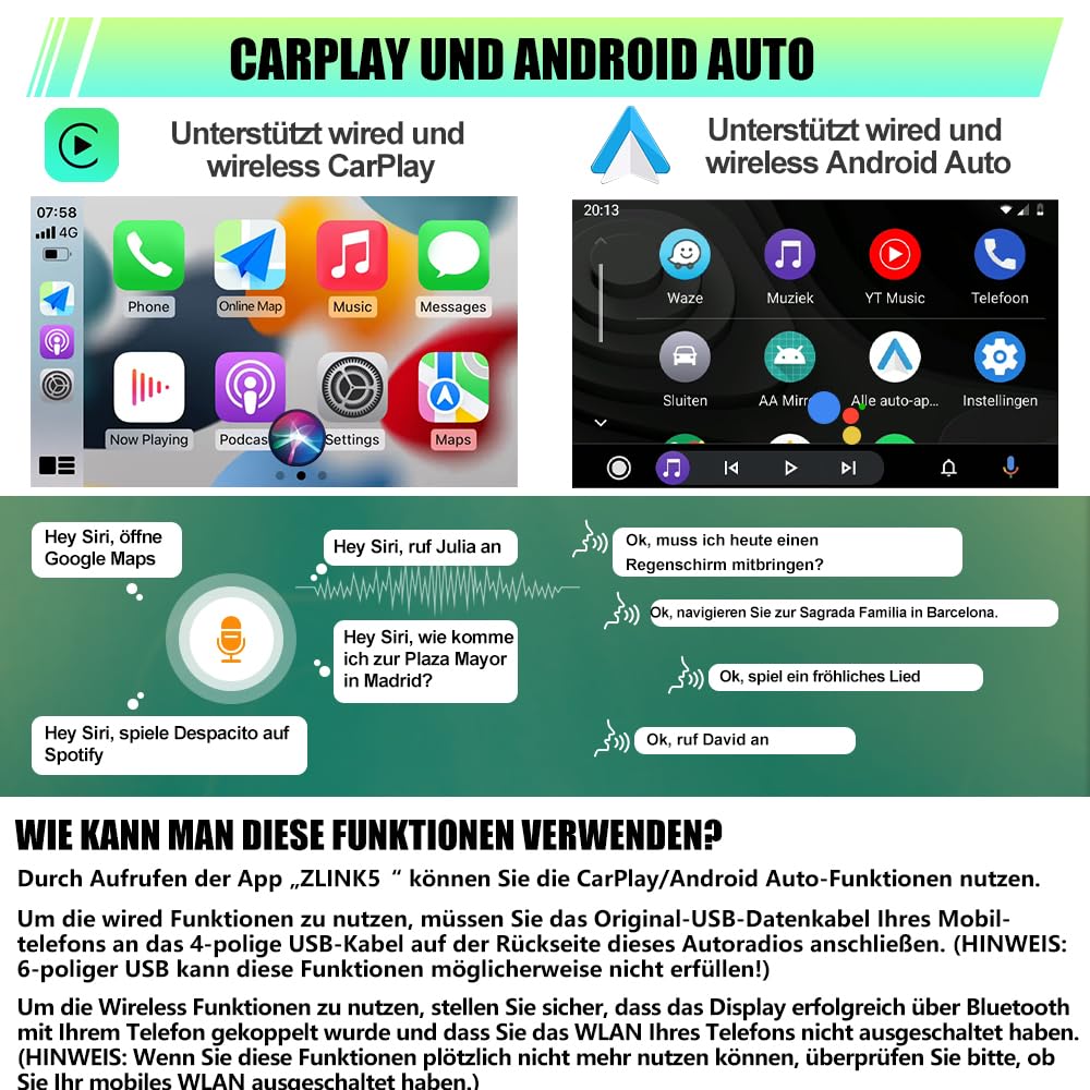 Junsun Android Autoradio für Skoda Octavia/Rapid/Roomster/Superb/Yeti 2004-2013 2GB+64GB CarPlay, Android Auto, FM Radio, Bluetooth, WLAN, Navigtion, Lenkradsteuerung