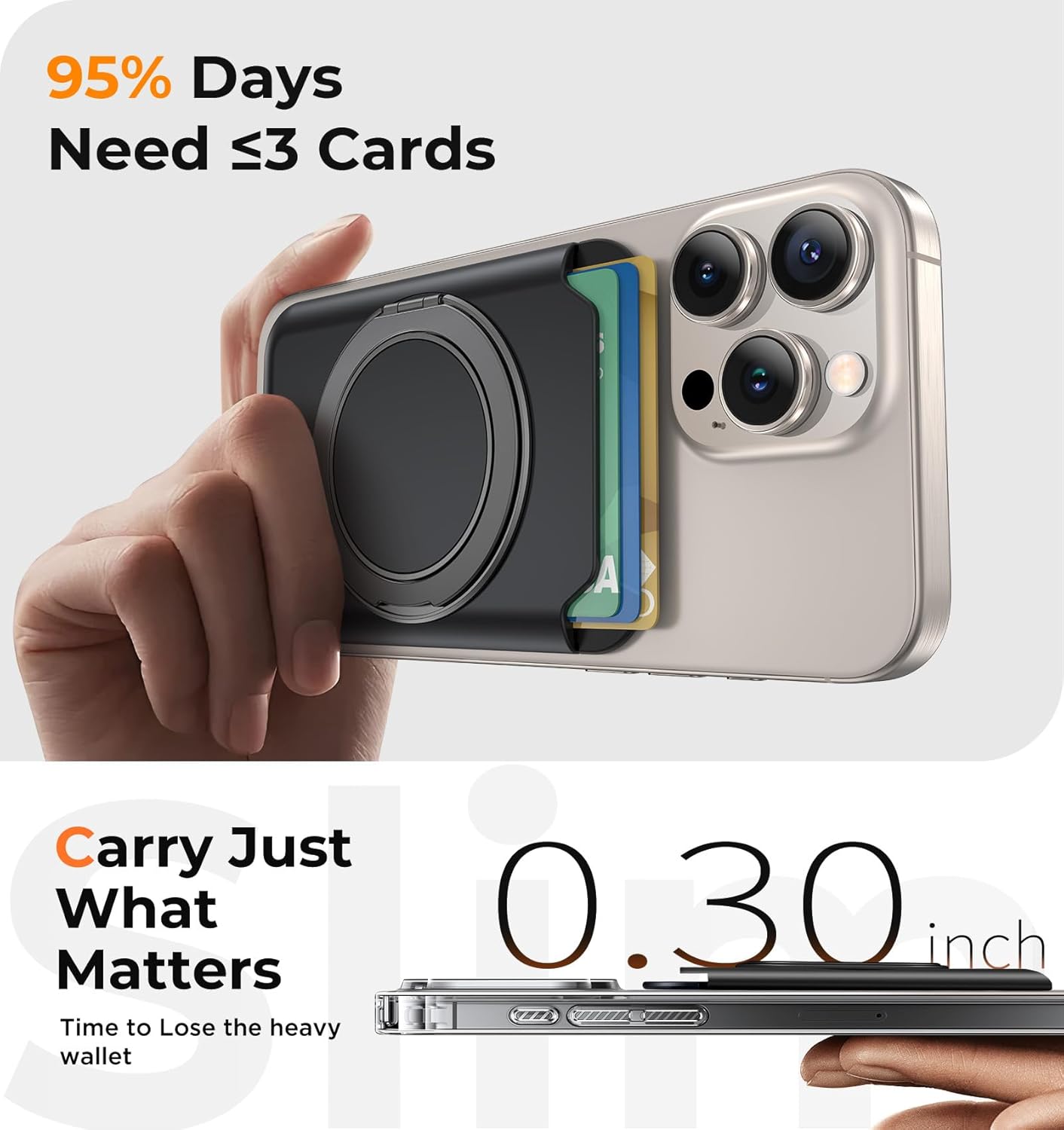 Compatible with Magsafe Wallet Phone Stand Ring Holder [Strong Magnet] Fit for iPhone 16/15/14/13/12 Pro Plus Mini (Midnight Blue) - Image 5