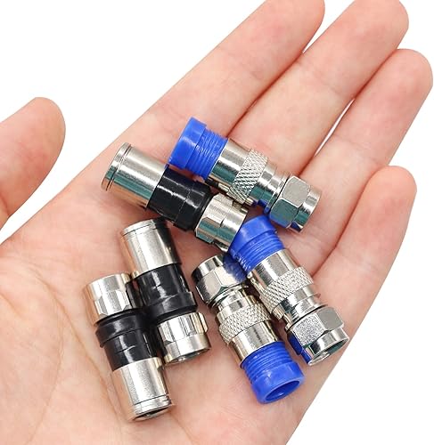 Miniatura 7 de Taiss Herramienta de compresión coaxial Kit de crimpadora de cable coaxial con 20 conectores RG6 estilo F, ajustable RG6 RG59 RG11 75-5 75-7