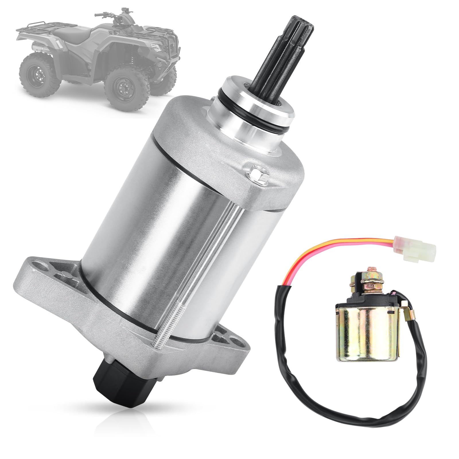 Starter Motor with Solenoid Relay 31200-HP5-601 Compatible with Honda Rancher 420 TRX420 2007-2019 / Foreman 500 TRX500 2012-2019, Replace 31200-HR6-