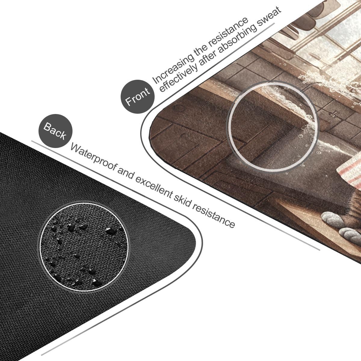 ALAZA The Kitten Looked at The Window and was Cleaning The Bowl Yoga Mat Non Slip Fitness Exercise Mat, Workout Mat for Yoga, Pilates and Floor Exercises