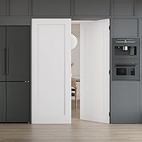 Vista 16 de WINSTELLAR - 1 panel estilo coctelera de 18 x 80 pulgadas, losa blanca imprimada para puerta interior de núcleo sólido, puerta de dormitorio