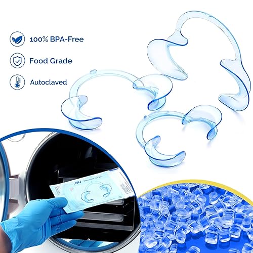 Miniatura 10 de JMU 20 piezas de retrator dental de mejillas para blanquear los dientes (32.8ft 5 l 5 s), empaquetadas individualmente, lavables en autoclavables