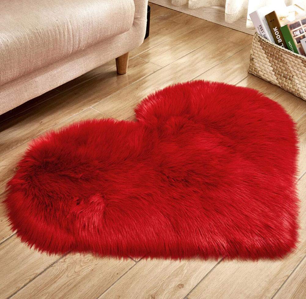 Faux Lammfell Teppich Kunstfell Matte Sofa-Deco 29 (Rot, 70 * 90) Küche, Haushalt & Wohnen