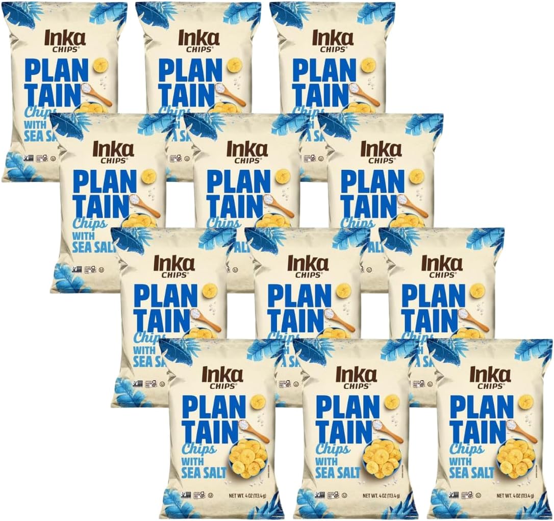 Inka Crops Inka Chips, Seasalt Plantain Chips, 4 Ounce (Pack of 12)