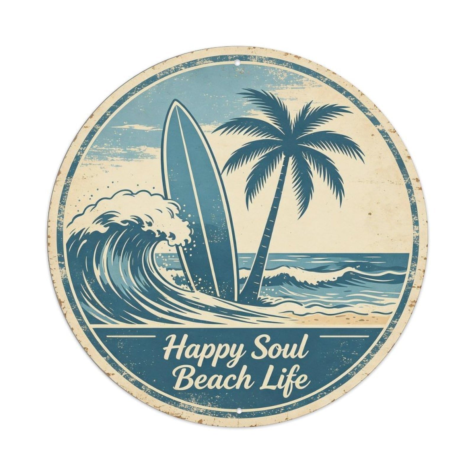 Happy Soul Beach Life Metal Tin Sign Plaque