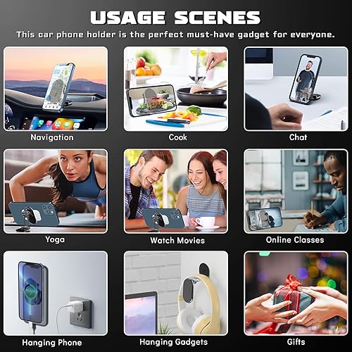Miniatura 8 de Soporte de teléfono para automóvil, soporte magnético plegable de aleación imprescindible para teléfono celular, soporte estable y versátil para