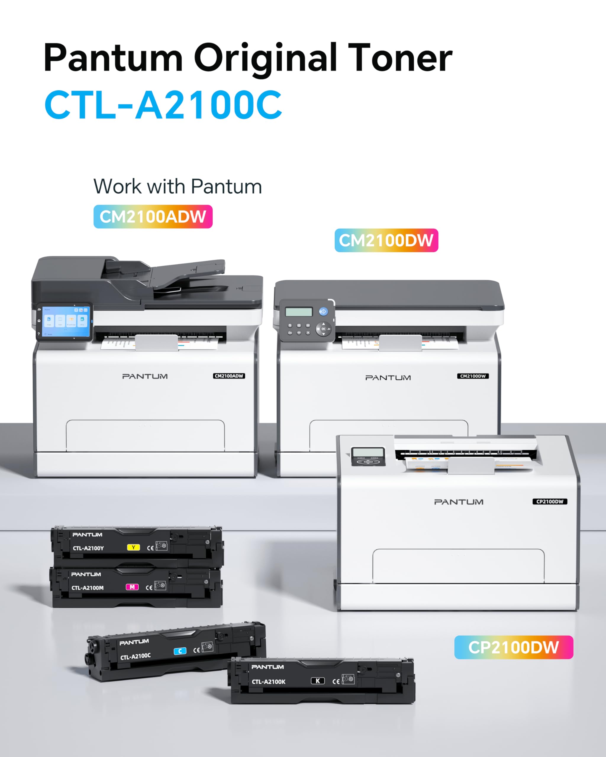 PANTUM CTL-A2100C/M/Y 3-Pack Originale Cartuccia toner compatibile con la stampante laser a colori CP2100DW CM2100DW CM2100ADW, Capacità C/M/Y 1.000 pagine