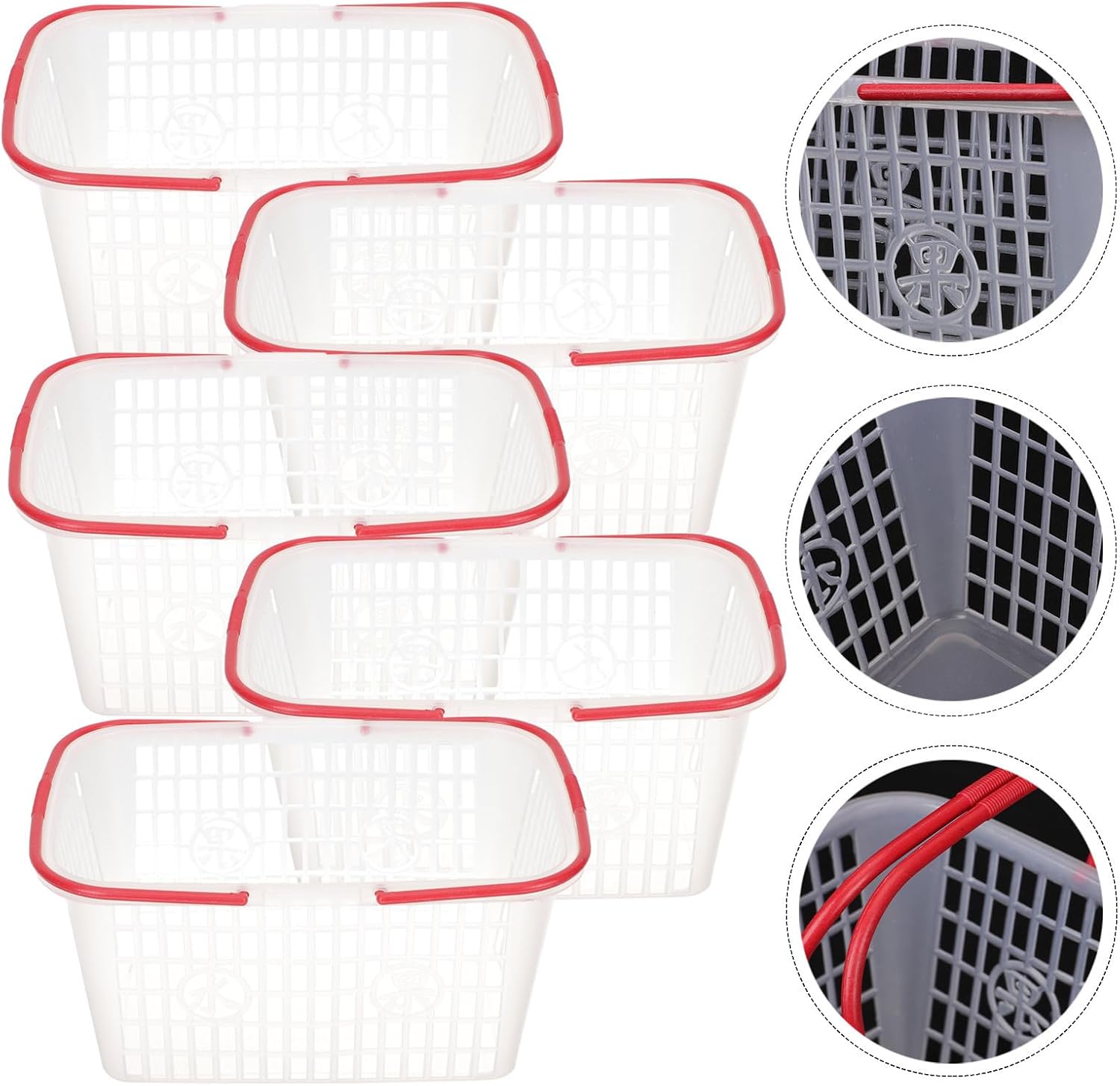 Uonlytech 5pcs Plastic Fruit Storage Baskets with Handle, Smooth Edges and Portable Design, for Strawberry and Orange Picking, for Fruit Store and Outdoor Use