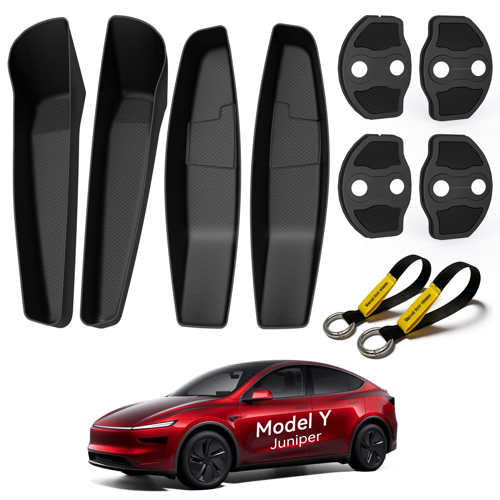 テスラモデルYジュニパー2025＋ ドアポケット収納カバー 4点セット