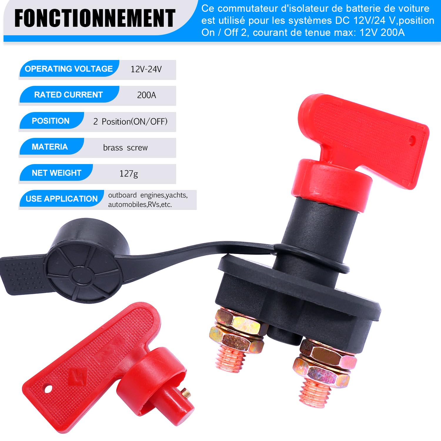 INTERRUTTORE ISOLATORE BATTERIA 50 A scollegare interruzione di