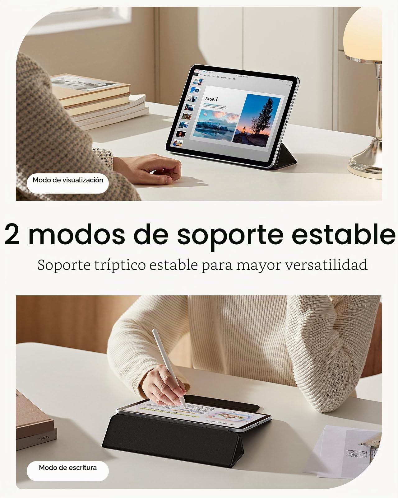 ESR Funda para iPad Air 11" M4/M3/M2 2026/2025/2024, iPad Air 8a/7a/6a/5a/4a Gen, Funda con Bloqueo Magnético, Funda Slim Tríptica, Compatible Pencil Pro/Pencil USB-C, Auto Encendido, Negro
