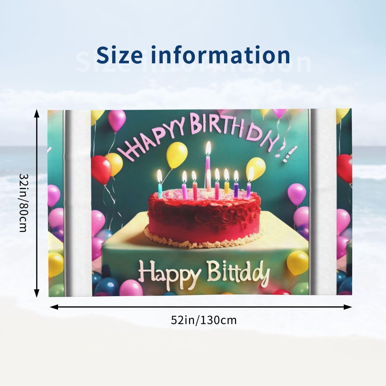 Toalla de baño con texto en inglés "Happy Birthday". Toalla de baño estampada, para mujer, microfibra de secado rápido, 100% poliéster, toalla de viaje, playa y piscina.