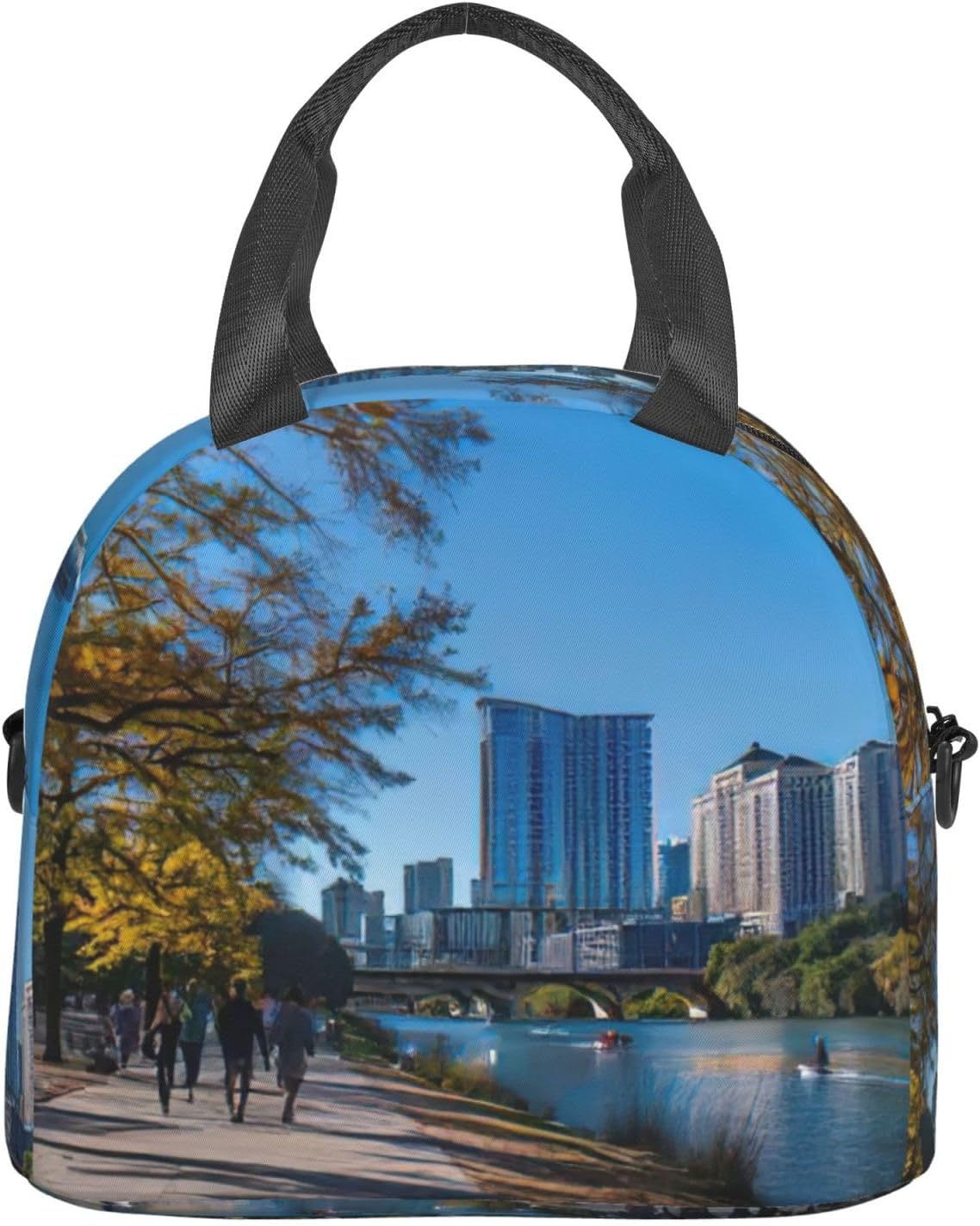 Austin Texas Print Reusable Lunch Bag Insulated Lunch Boxes for Office Work Picnic Tote Bag Adjustable