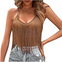 HGps8w Western Cowgirl Fringe Cami Top for Women - Country Concert Outfits Festival Tassel Rave Tank Shirts