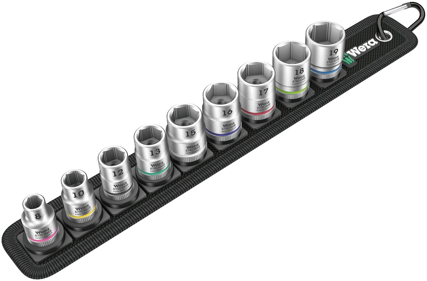 WERA 05003973001 Belt B 4 Zyklop Socket Set, 3/8" Drive, 9 Pieces