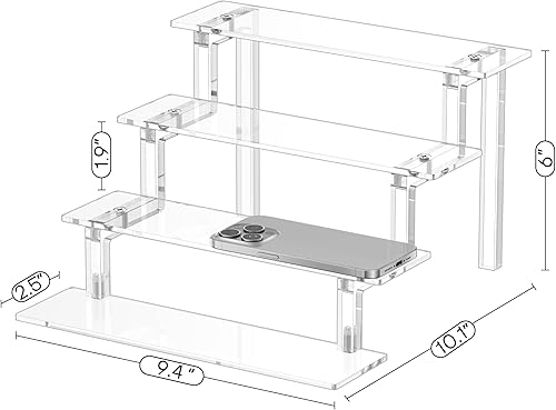 Vista 21 de WINKINE Organizador de soporte de perfume, estante de exhibición elevador acrílico, soporte transparente compatible con figuras Funko POP, elevador
