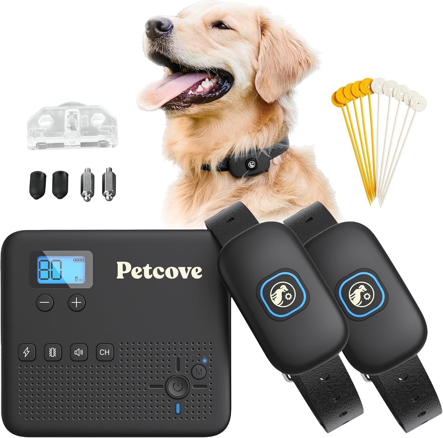 Wireless Dog Fence System & Remote Training Collar, 2.4GHz Non-GPS Fence for Dogs Wireless, 2 in 1 Dog Fence Wireless System for 2 Dogs Electric Fence Buzz, Noise Vibration (2 Collar Black)