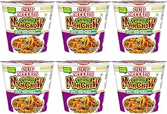 Nissin Cup Noodles Mini Veggie Manchow | Spicy Manchow Flavor with Extra Veggies | Quick & Delicious Snack | 45g (Pack of 6)