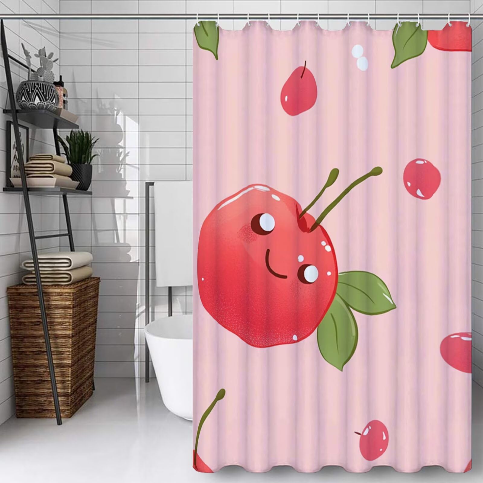 Shower curtain cerise pour une salle de bain style printanier