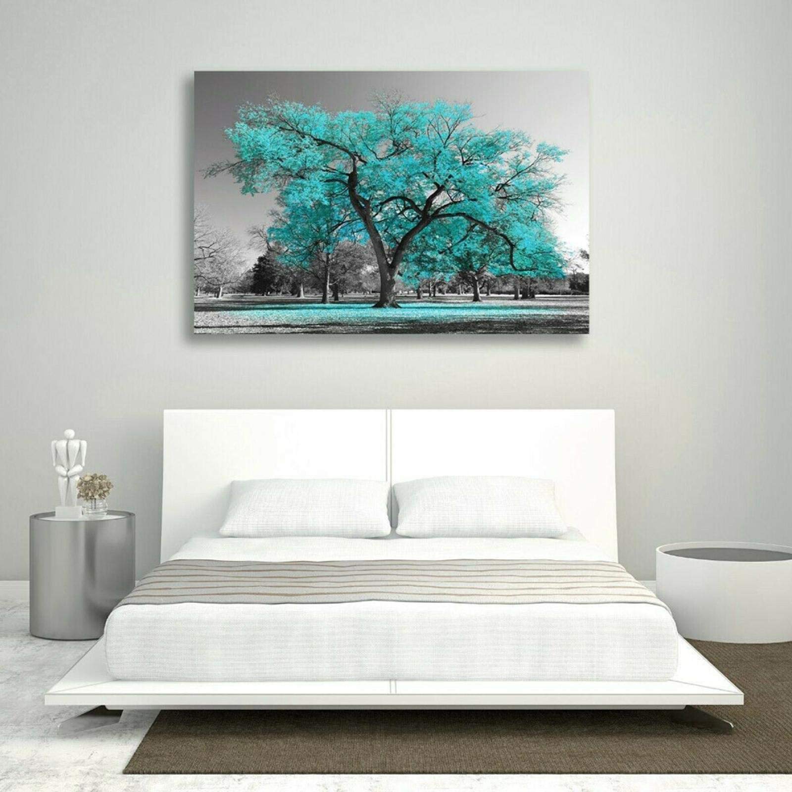 Visual Art Decor Leinwand-Wandbild – 5-teilig, Blaugrüne Baumlandschaft, 152x81 Cm, Gerahmt