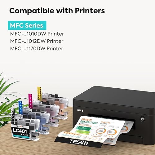 Miniatura 2 de LC401 - Cartucho de tinta compatible con Brother LC-401 LC401XL LC401 XL para impresora Brother MFC-J1010DW MFC-J1012DW MFC-J1170DW negro, cian,