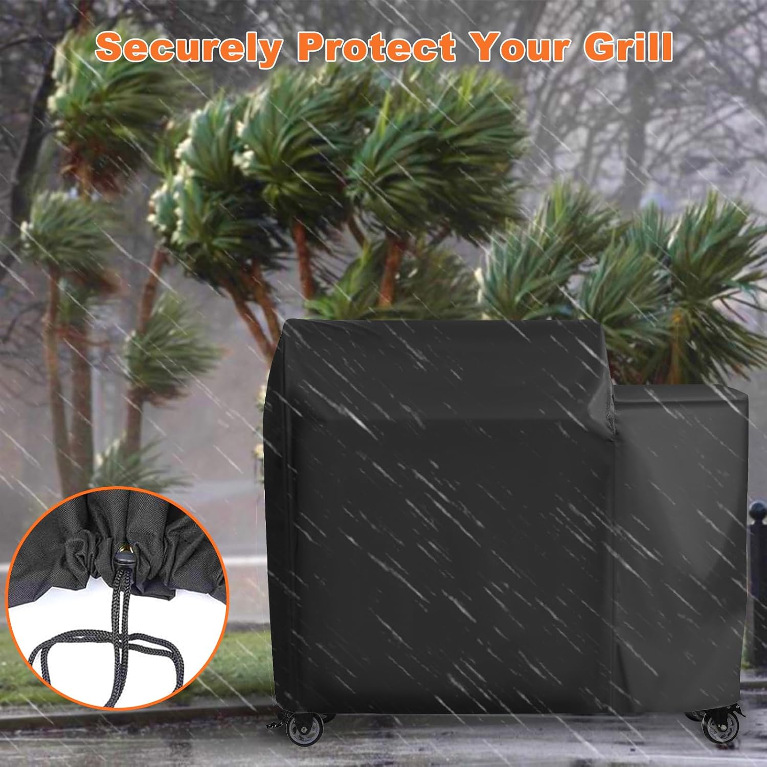 Grill Cover for Recteq Backyard Beast 1000/1200 Wood Pellet Grill, for Rec Tec Backyard Beast RT-1000 Grill, Heavy Duty Waterproof UV Resistant Offset Smoker Cover, BBQ Accessories