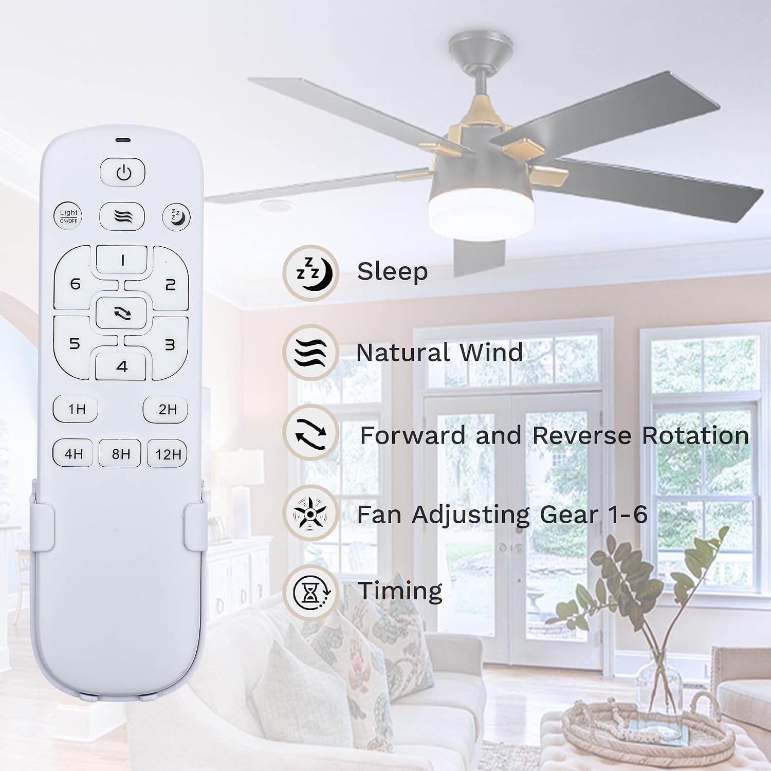 DWVO 52 Inch Smart Ceiling Fans with Lights, Remote & App Control, 6-Speed Quiet DC Motor, 3CCT Dimmable LED, Memory Function, Low Profile Modern Ceiling Fans for Living Room, Bedroom, Dining Room
