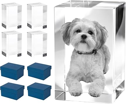 4 PCS K9 Cube Crystal Blank Blocks for 3D Lazer Engraving Machines with Gift Box 50 * 50 * 80mm Professional Grade Crystal Blanks for DIY Custom Awards and Keepsakes