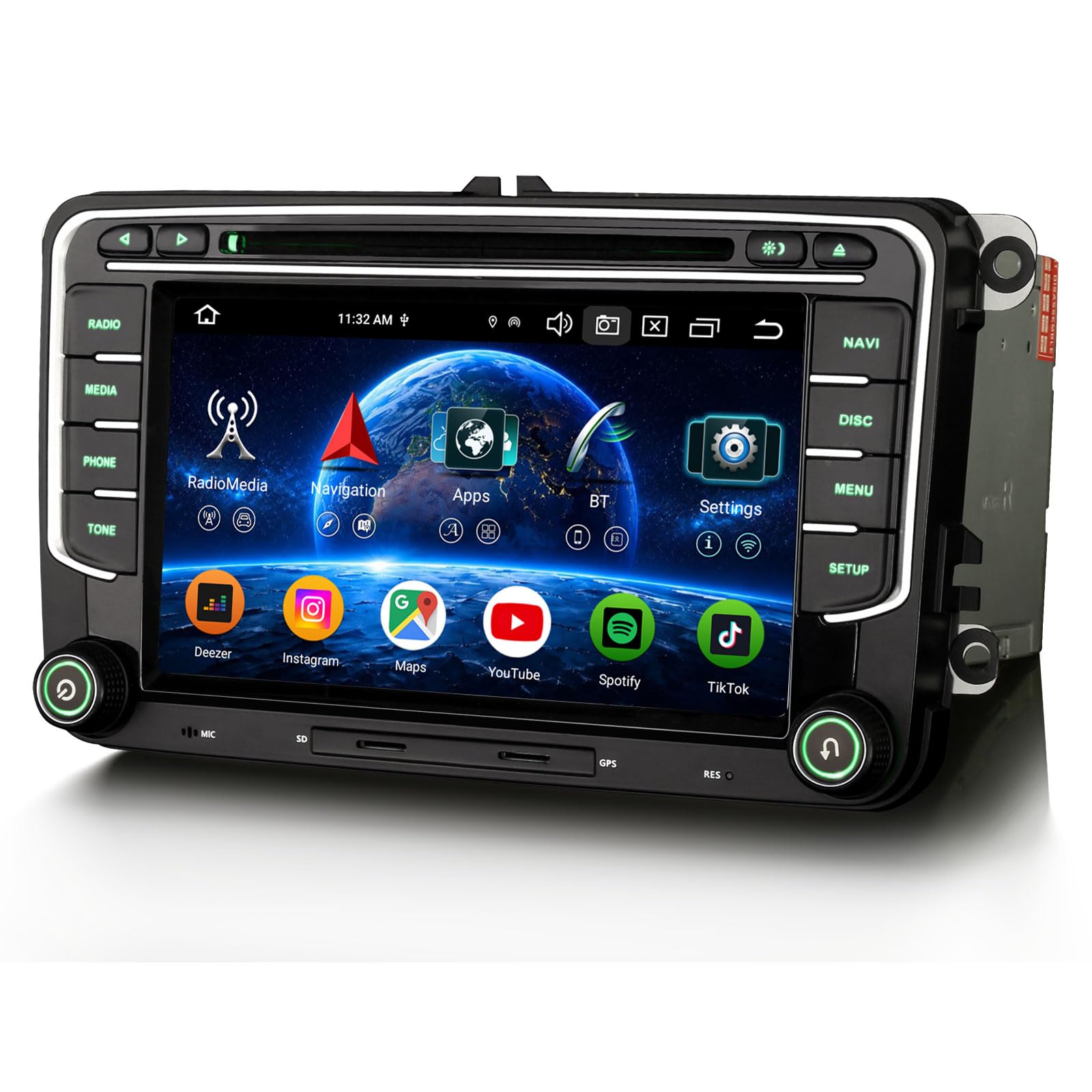 8GO+128GO 8-Core Android 16 Autoradio Bluetooth pour VW T5 Caddy Sharan Polo 6R Tiguan Golf 5 6 Passat, 7" 2DIN DVD Radio IPS Écran Tactile GPS sans Fil CarPlay Android Auto Dab+ FM DSP WiFi 4G Canbus