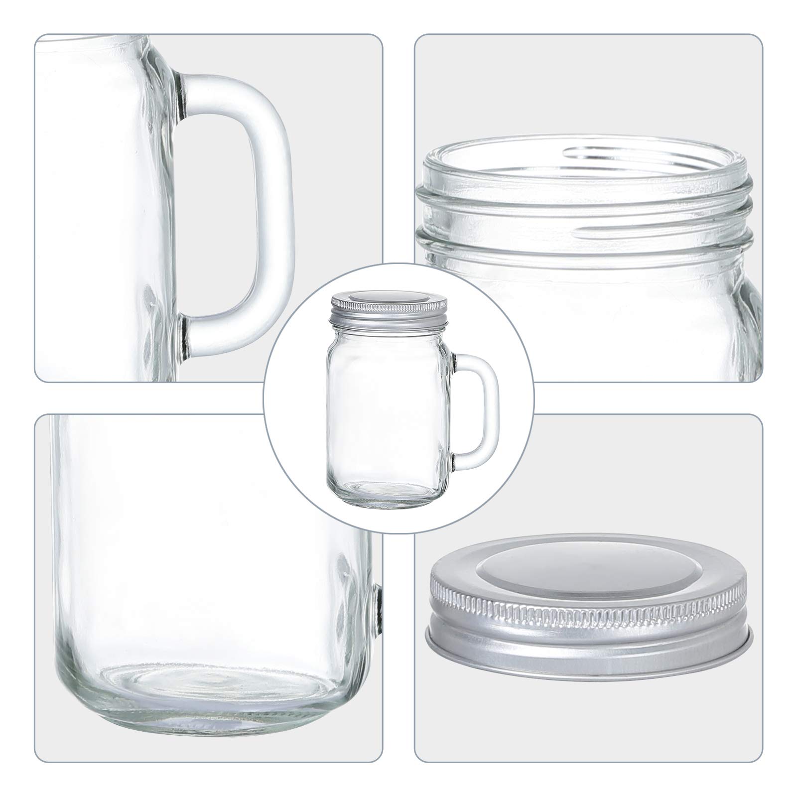 Amazon.com: Mcupper 8oz Mason Jar Mug with Handle and Golden Lids,Set of 12  Old Fashioned Drinking Glass for Beverages, Decoration, Storage, Party  Favors, Cocktails, Floats, Centerpieces and more : Home & Kitchen