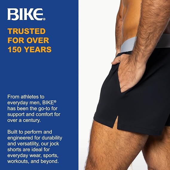 Bike Athletic Jock Shorts | Soft Stretch Fabric for Breathable Comfort | Supportive Fit with Retro-Inspired Design