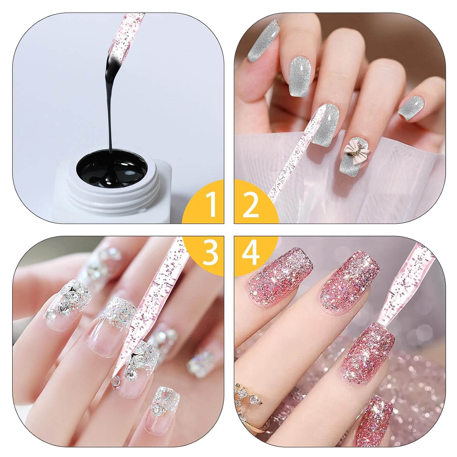 Crystal Nail Art Cuticle Pusher Sticks, 400 pcs Disposable Double-Sided Cuticle Remover Set Hygienic Nail Pusher Tool for Manicure and Pedicure Nail Cleaning Cuticle Stick (Pink)