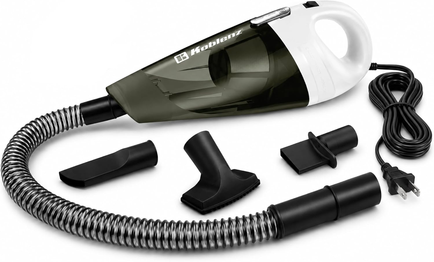 Koblenz HV-120 KG3 M Corded Handheld Vacuum, 400W, 3 ft Hose, White/Gray