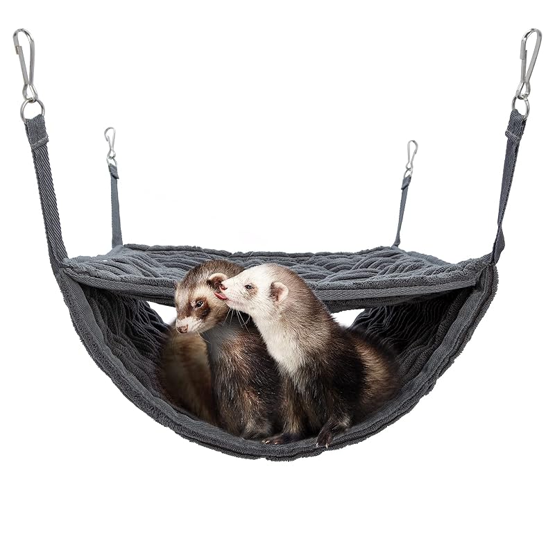 Rede Dupla Tipo Beliche para Pequenos Animais Niteangel, de Algodão, Cinza