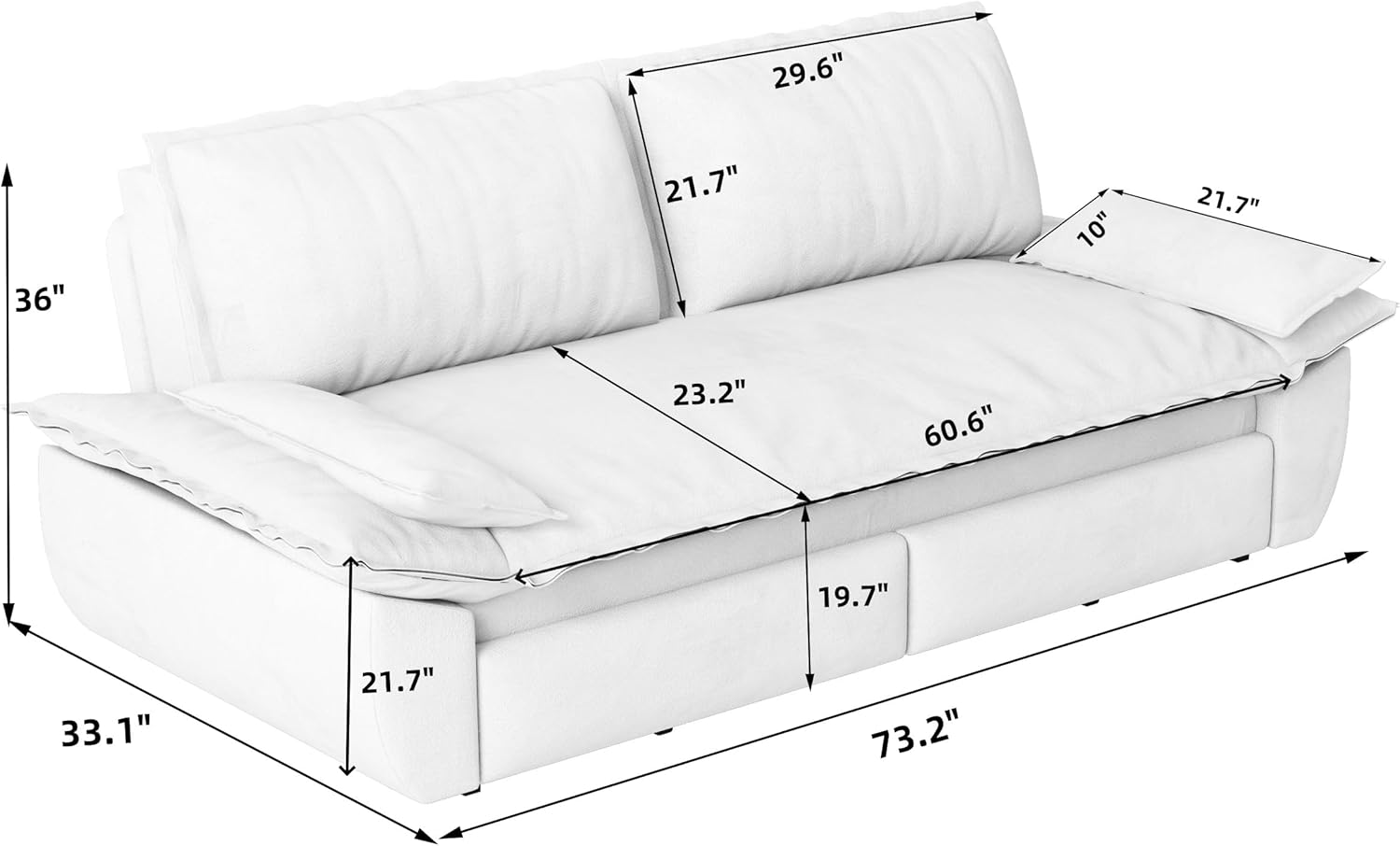 Ball & Cast 70.1" Convertible Sofa Bed,3-in-1 Pull Out Couch with Side Pockets,Multi-Functional Velvet Loveseat for Living Room,Bedroom,Apartment,Office,Black