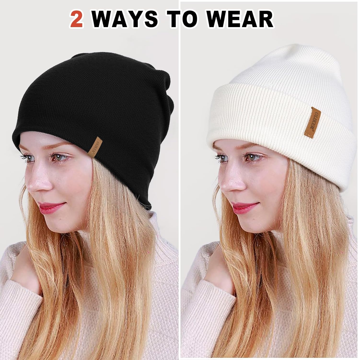 3 Pack Beanie for Men Women, Winter Double Layer Warm Knit Cuffed Hat Stylish Slouchy Skull Cap for Cold Weather - Image 6