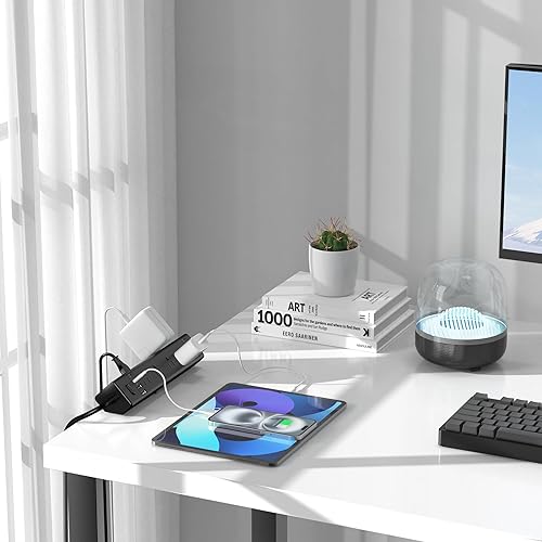 Miniatura 7 de Estación de carga rápida de 40 W, regleta de alimentación con abrazadera de escritorio 20 W USB C, 8 tomacorrientes, 8 puertos USB, 4 USB C y 4 USB