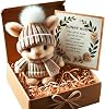 Easter Mini Cute Bunny Hug, Handmade Plush Pocket Hug Rabbit doll, Cute Emotional Support Positive crochet Bunny,Unique Gift For Kids Family Friend Loved Ones - Includes Box & Card (Khaki)