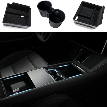 TOPABYTE Center Console Organizer Cup Holder for Tesla Model 3/Y Pack of 3