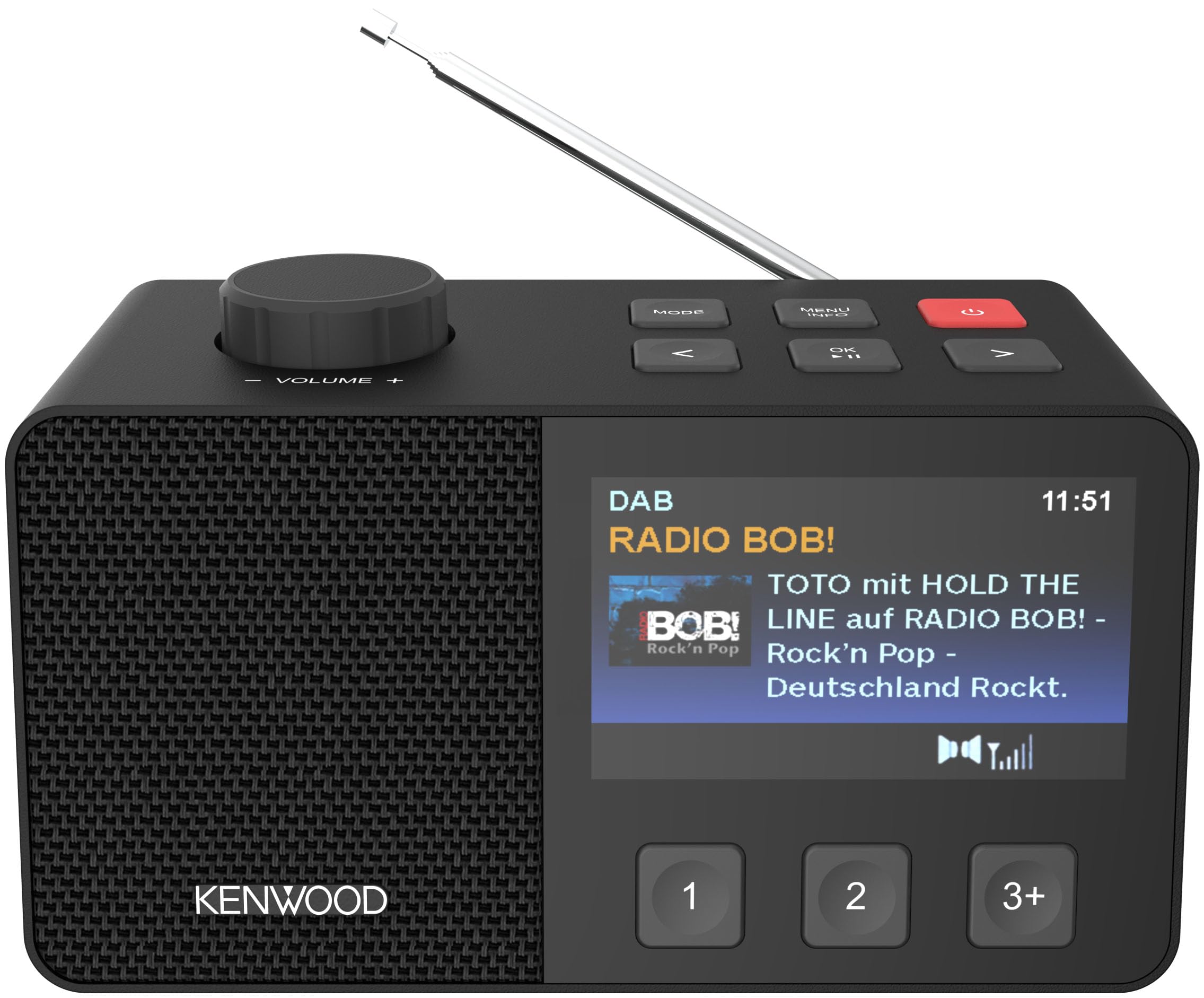 KENWOOD CR-M70DAB Radio DAB+/FM con ASA, Display IPS 4,3", Bluetooth 5.3, Dual Alarm & Sleep, USB MP3, Jack 3,5 mm, Easy Mode, Altoparlante 5W – Nero