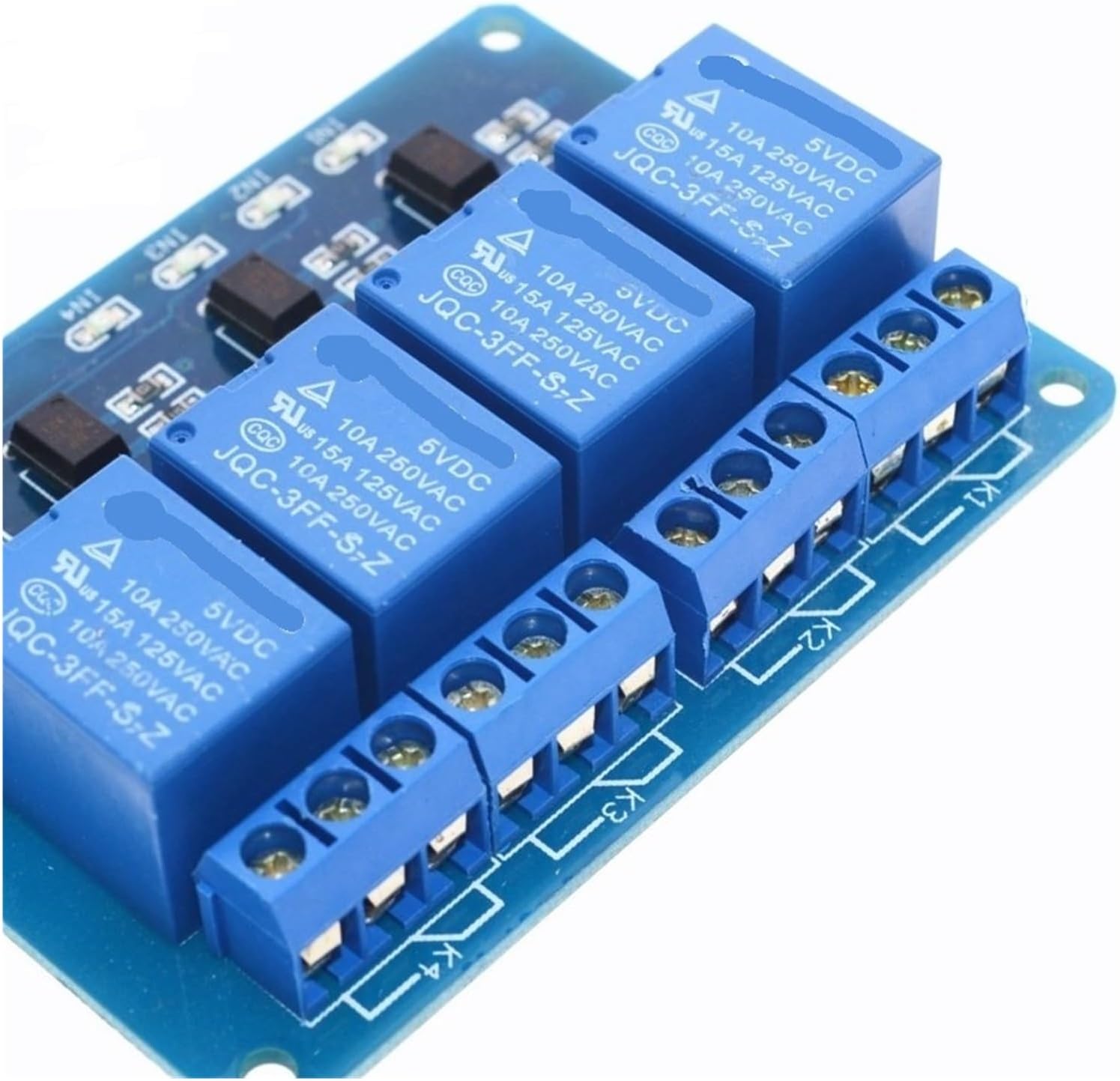 NISZA 5V 12V 24V 4-Way 4-Channel Relay Module Expansion Board for ARM PIC AVR DSP with optocoupler Protection high/Low Level triggering (Size : 12V)
