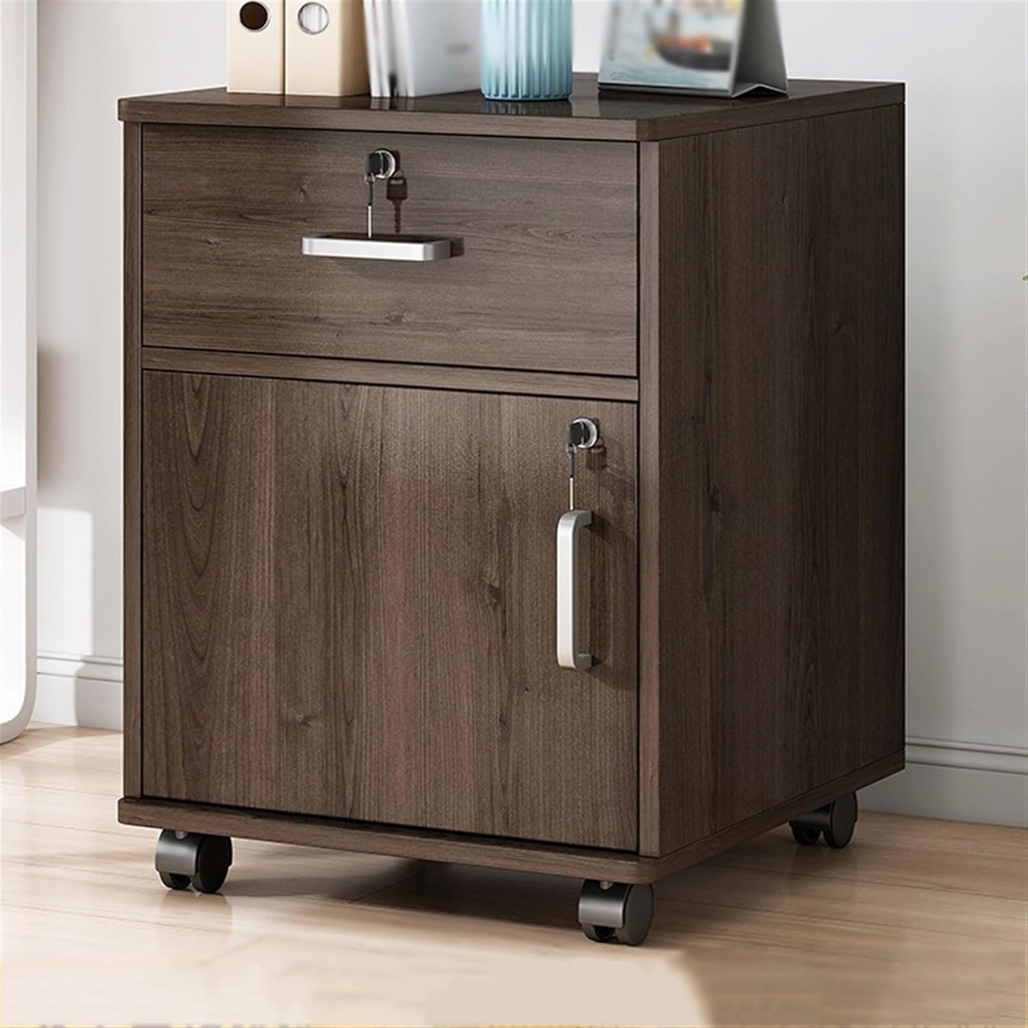 Cabinet File Cabinet Office File Cabinet, a wooden drawer with one door, storage cabinet, filing cabinet with lock, storage wheel, small sliding side cabinet Archivad