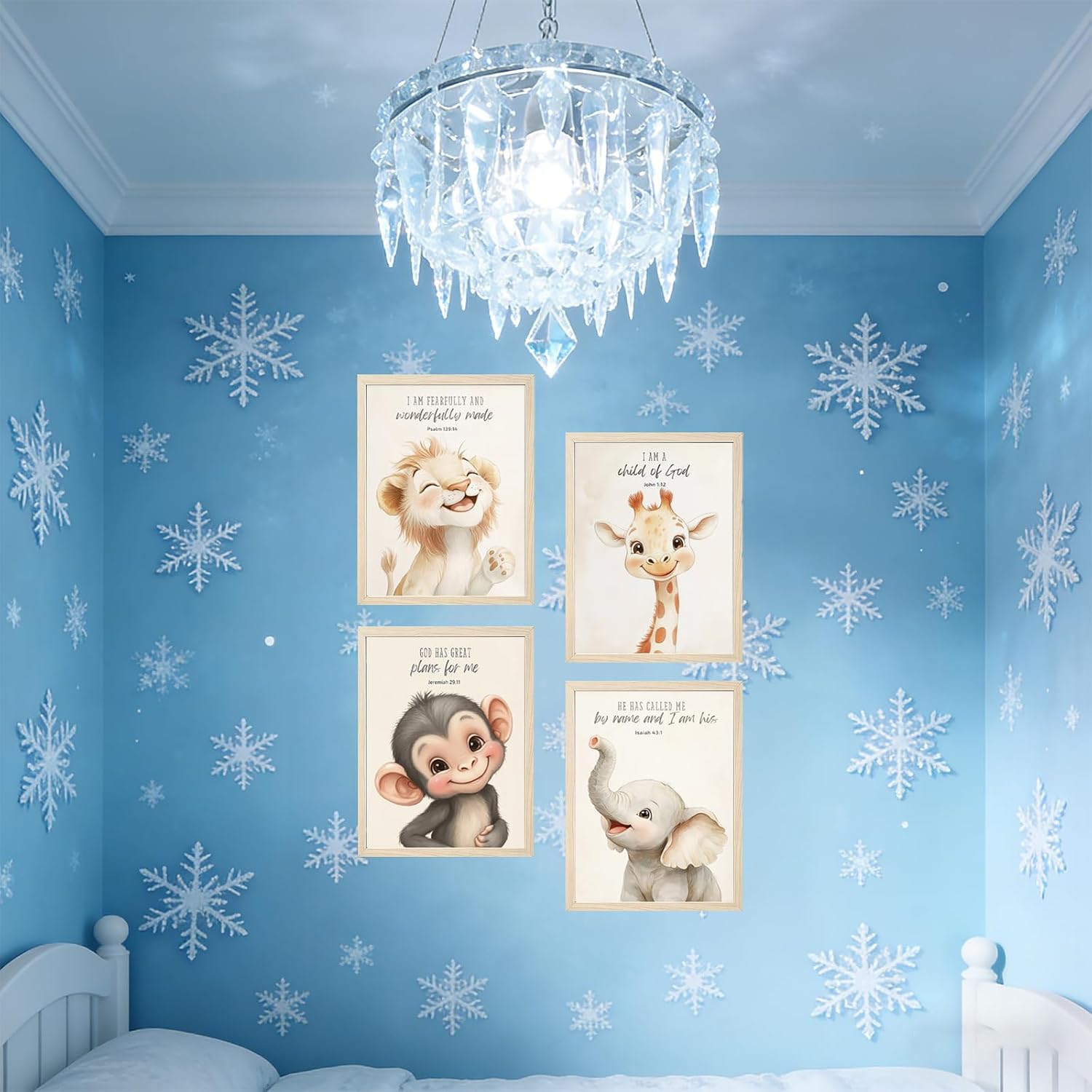 4 Pcs Nursery Christian Animal Posters Wall Art Fun Wild Animal Bible Verse Wall Decor Cute Christian Canvas Pictures Child Painting Print Artwork for BabyBedroom Playroom 8x10 in Poster image 4