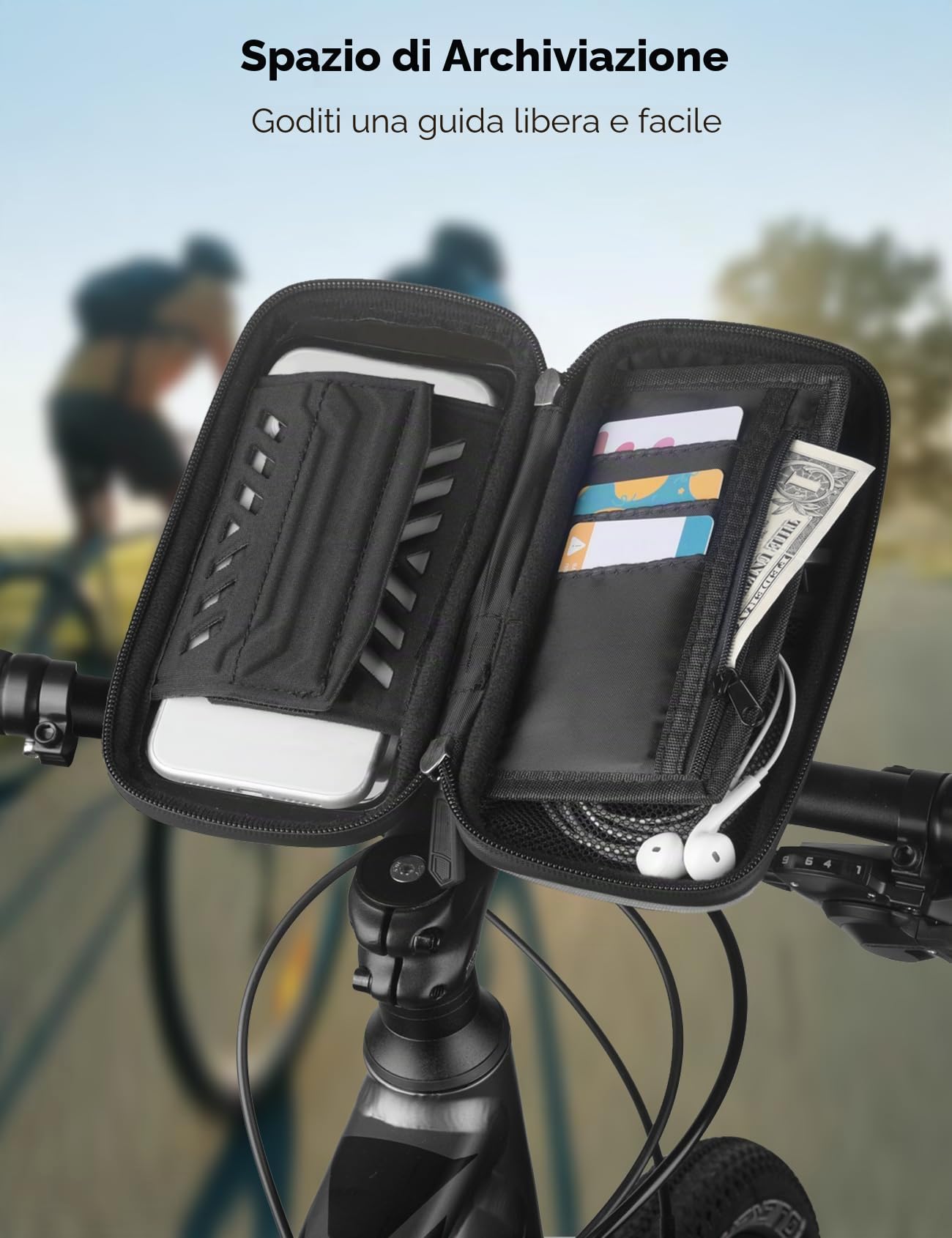 Vitalismo Borsa da Manubrio Bici, Porta Cellulare Bici Moto Impermeabile con Parapioggia Porta Telefono Bici MTB Monopattino Rotazione 360 Touch Screen, Borsa Bici per Telefono Sotto i 7 Pollici