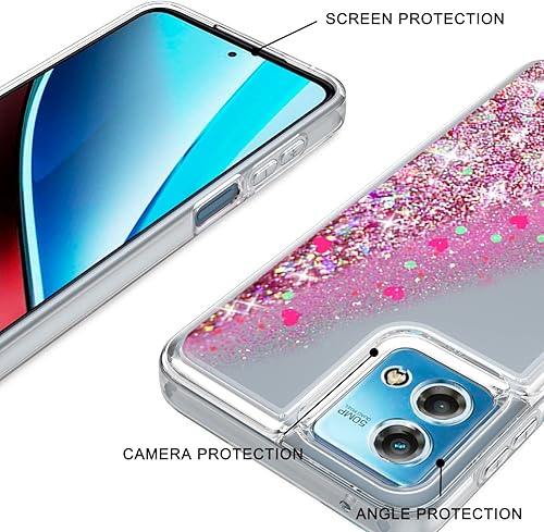 Miniatura 4 de EnCases Funda híbrida para Moto G Stylus 5G 2023 con purpurina líquida, Motorola Moto G Stylus 5G 2023 Quicksand Sparkle para niñas, mujeres y
